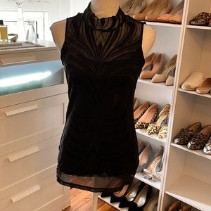 I-N-C Womens Embroidered Illusion Pullover Blouse, Black